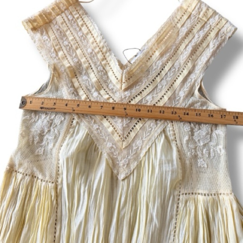 Zara Cream Fringe Embellished V-Neck Maxi Dress - Picture 9 of 12